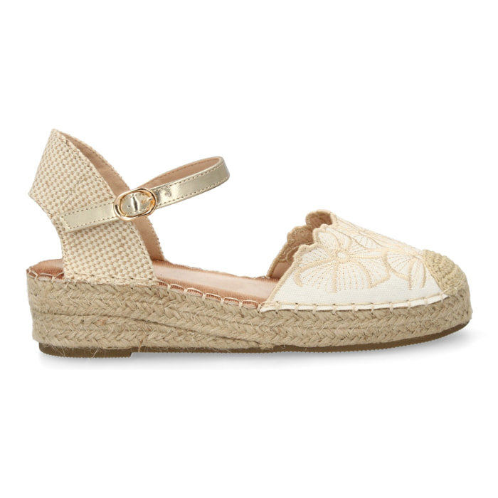 Sandalia de cuña de yute para mujer, comodas y elegantes, diseño de flores