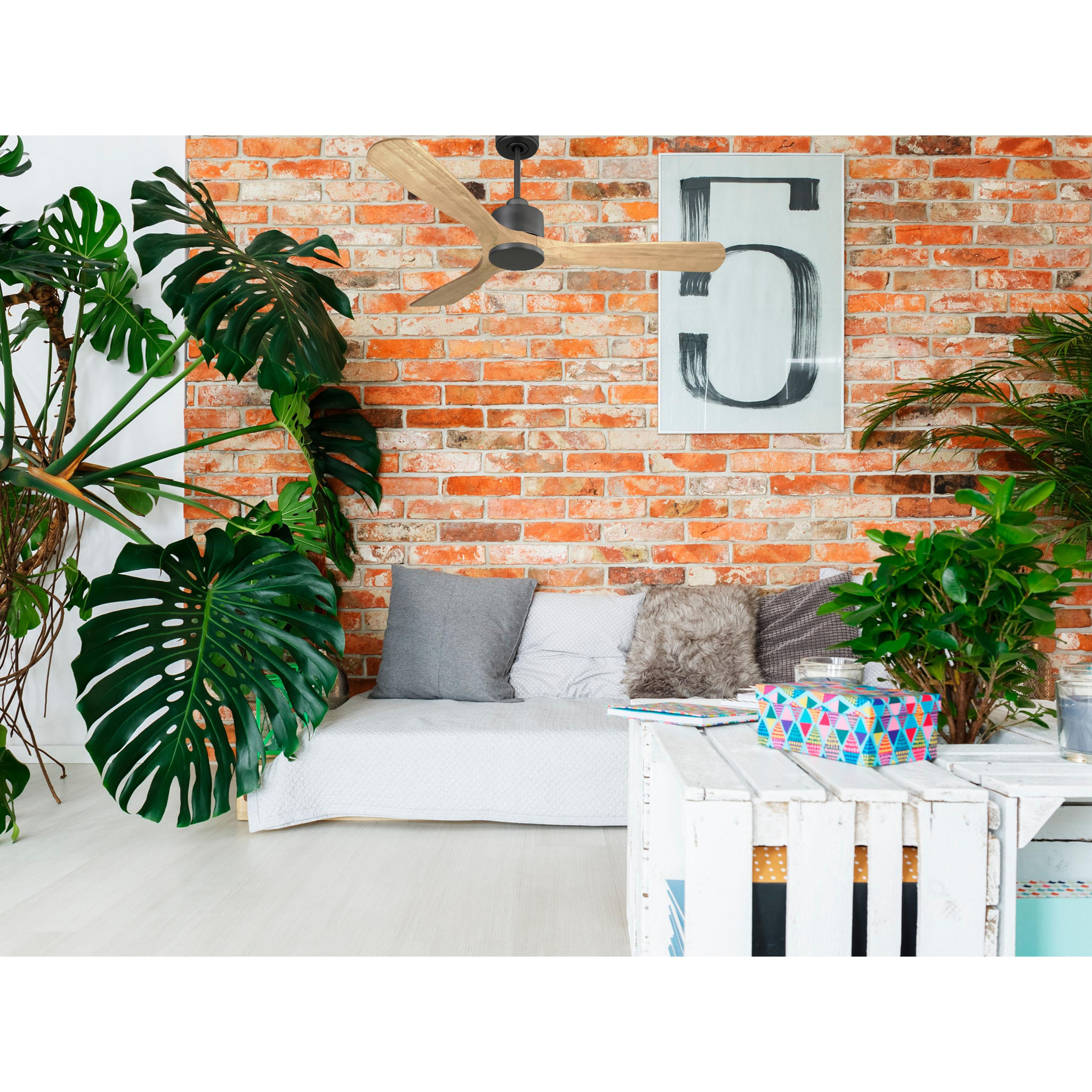 Ventilador de techo Reversible Termostato Wifi Motor DC Techos Inclinados Mando a Distancia Hypersilence Memoria ParosD132C0365203 PURLINE