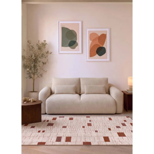 BERUTI Alfombra geométrica en tonos beige y caldera, varias medidas disponibles