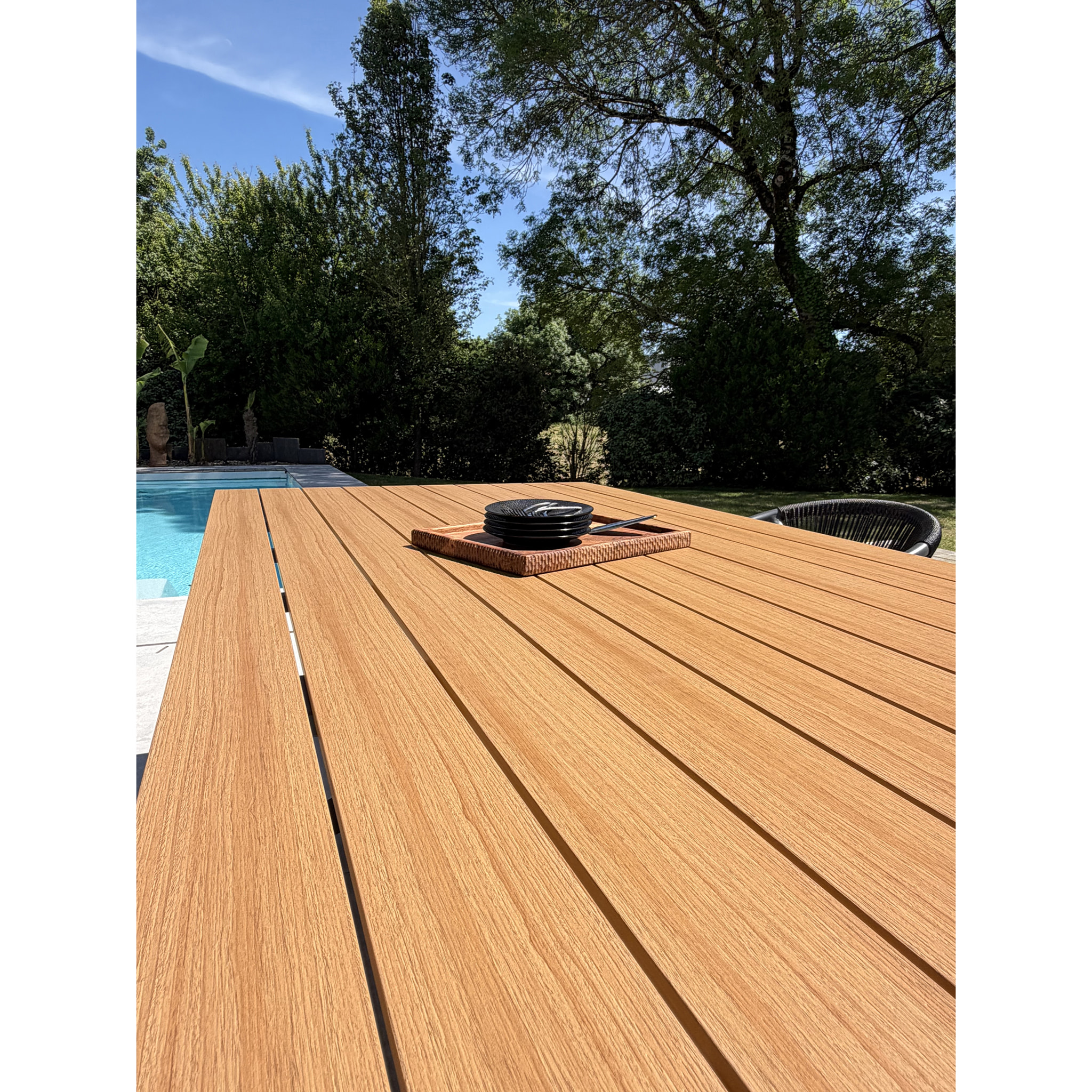 LAMU - Ensemble repas de jardin 4 places en alu - Gris anthracite