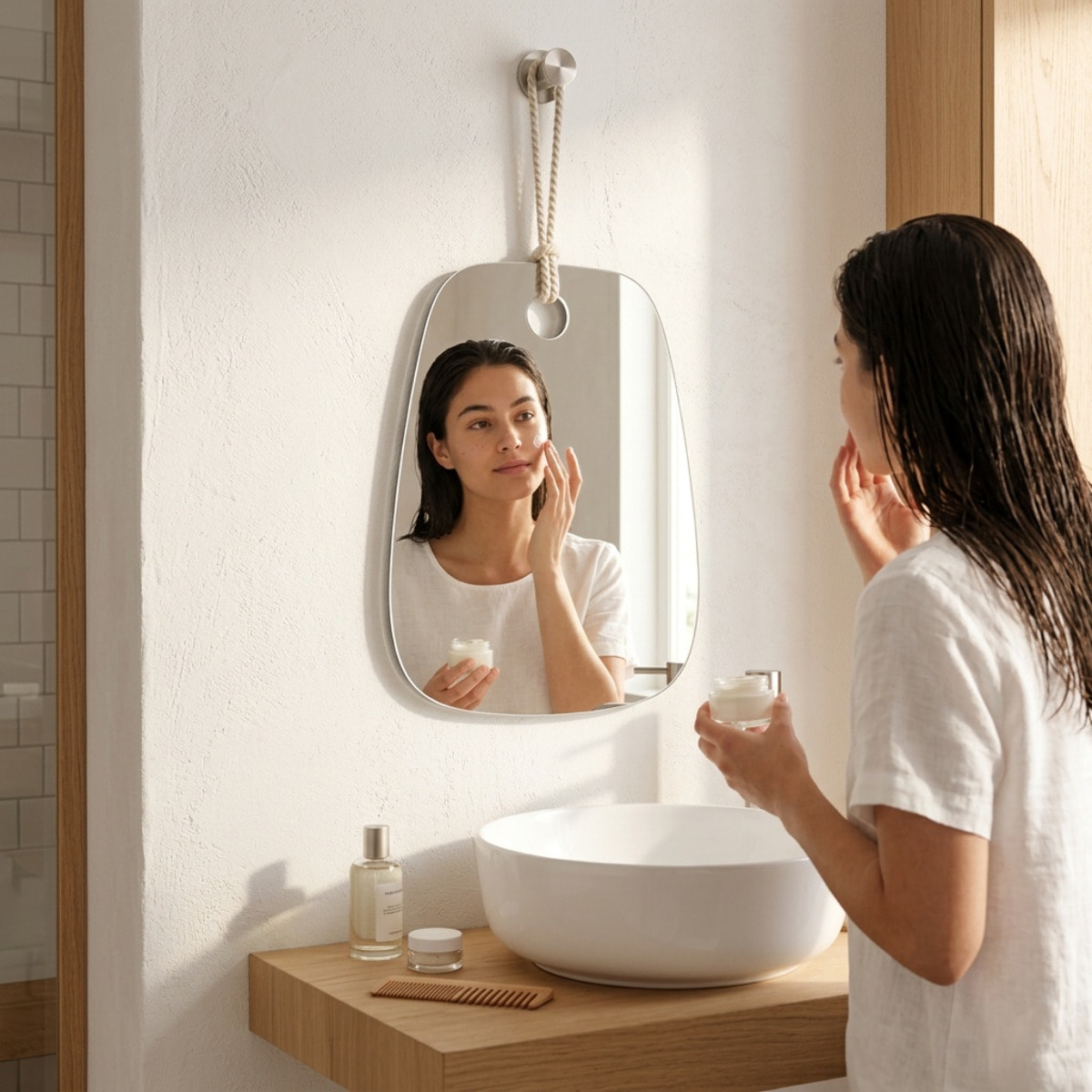 Miroir mural 56 x 71 cm avec suspension sur corde SAT (SATZLAN6071)