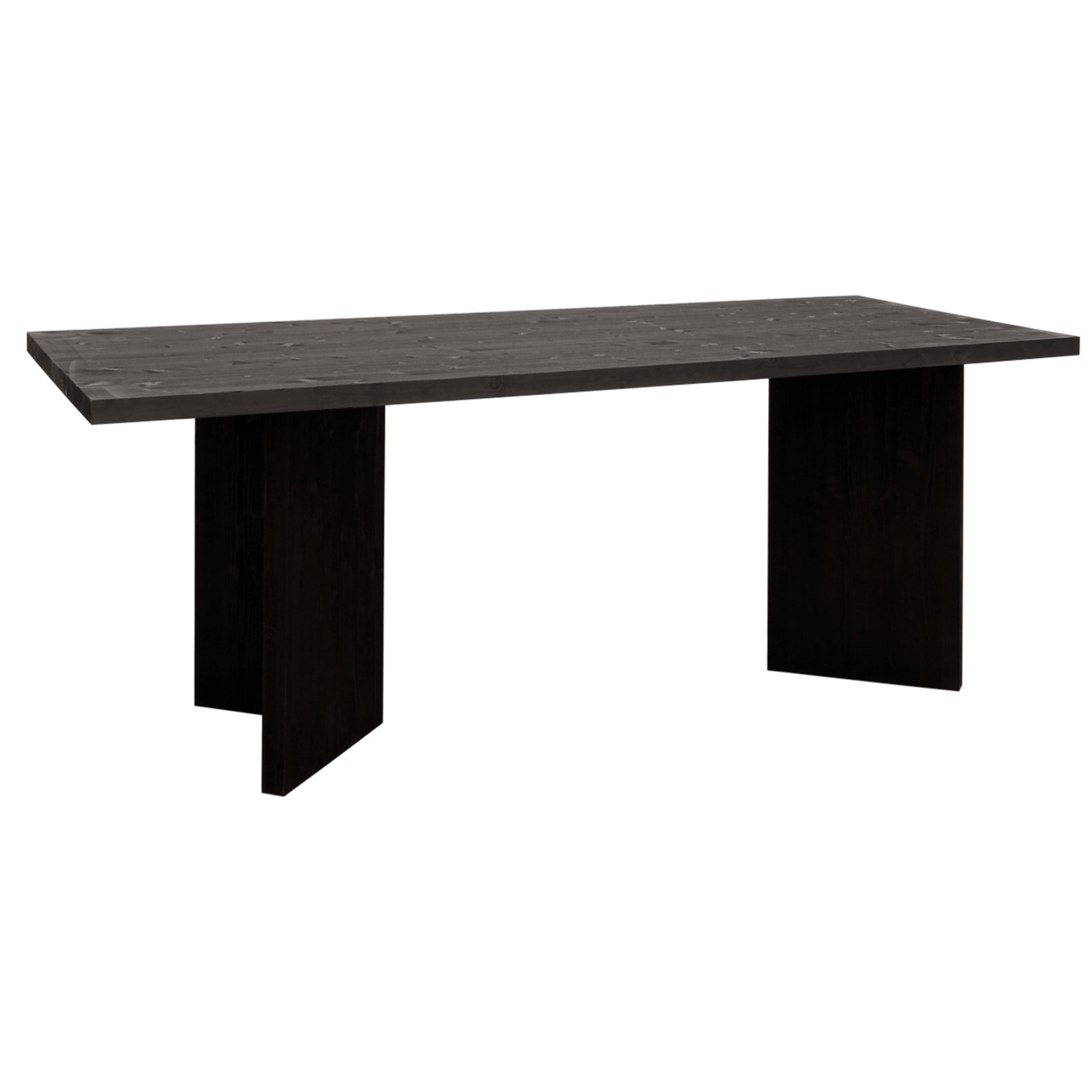 Table de salle à manger en bois massif en ton noir en différentes tailles