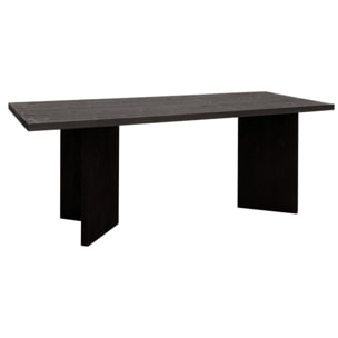 Table de salle à manger en bois massif en ton noir en différentes tailles