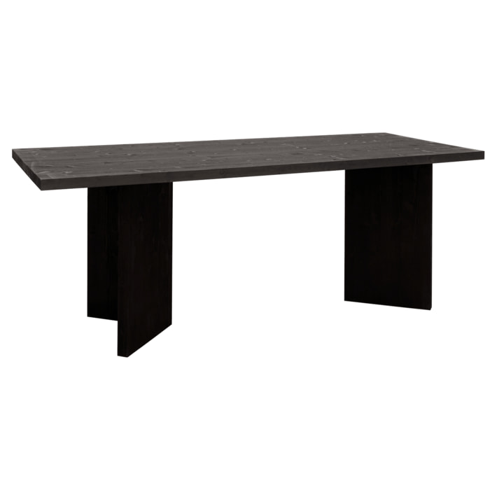 Table de salle à manger en bois massif en ton noir en différentes tailles