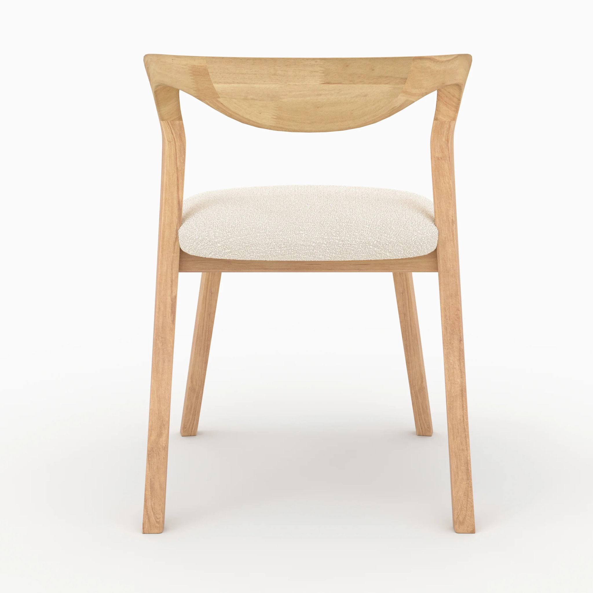 Chaise en bois d'hévéa clair et tissu bouclé crème - Vega