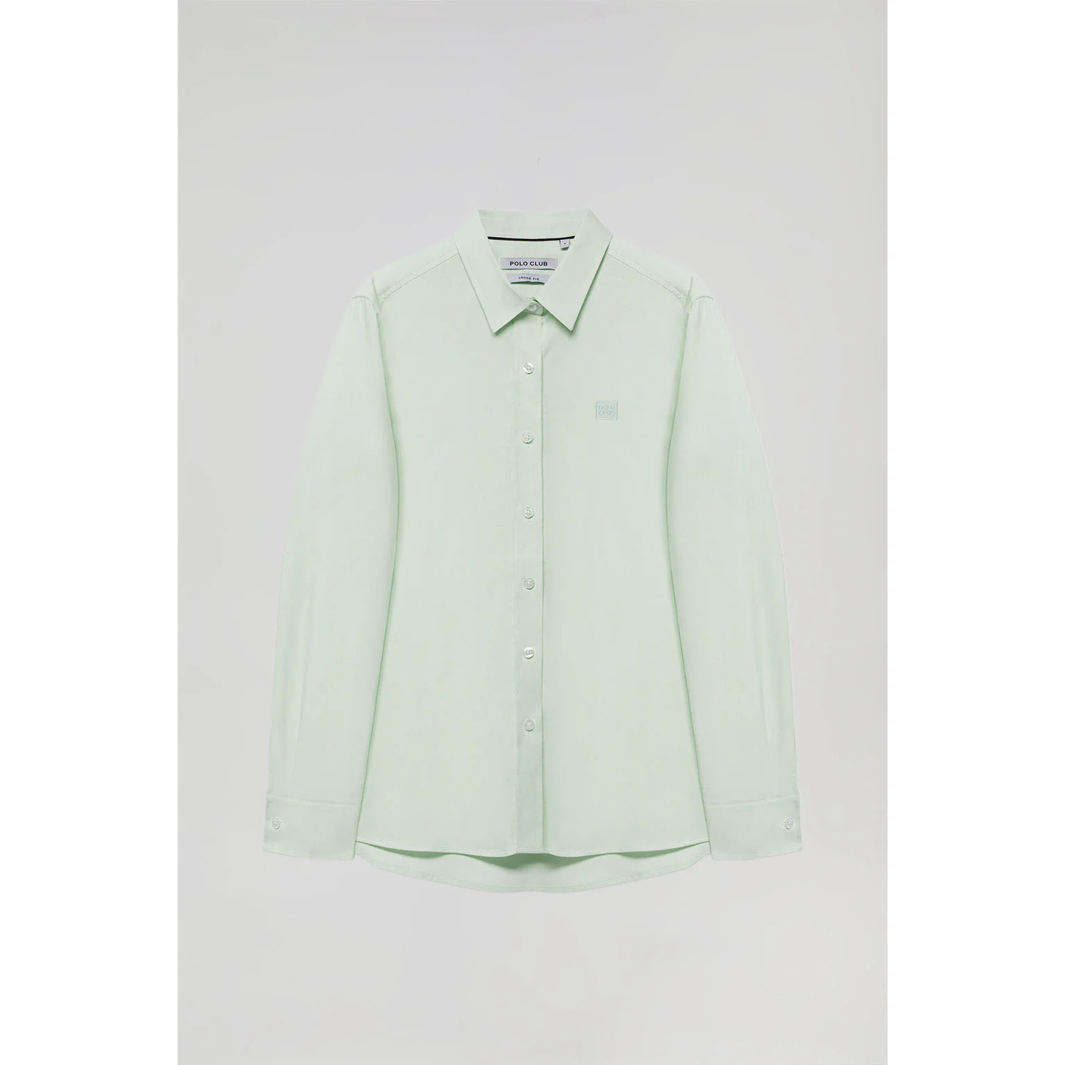 Camisa oxford verde claro con logo bordado