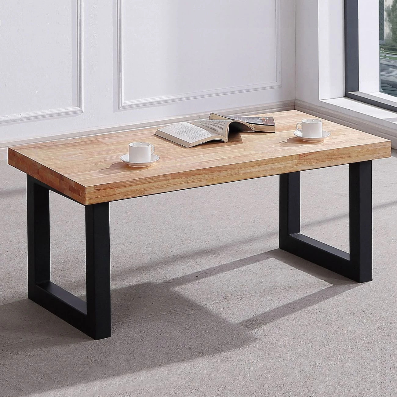 Mesa de centro elevable con almacenaje oculto en roble salvaje y negro 120x47,5-62 cm Loft Roble salvaje - Negro