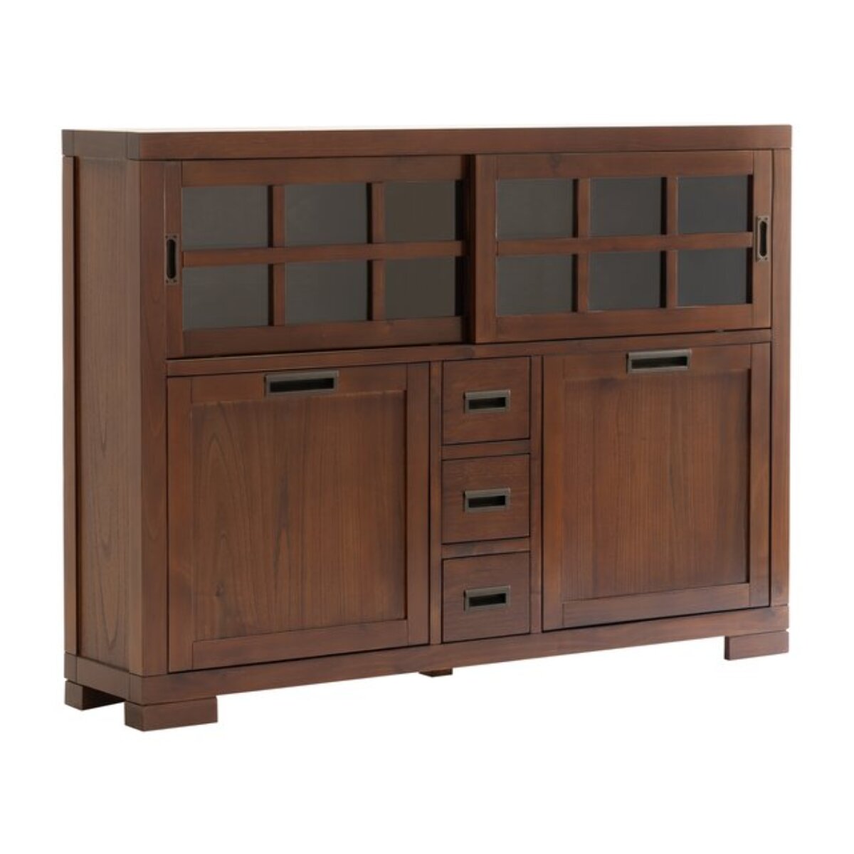 Buffet Kenia -bois massif de mindi et placage naturel de mindi-couleur teck 145 x 105 x 30 cm