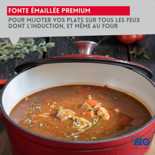 Cocotte en fonte émaillée basse 28 cm rouge cerise 3L Elo