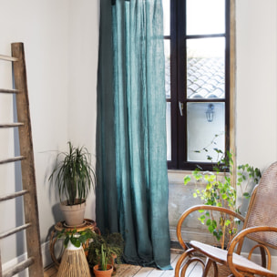 Rideau uni Ajustable 100% gaze De Coton + 8 Anneaux Pince Canard