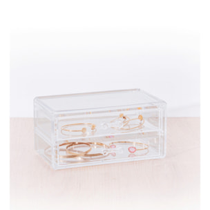Boîte à bijoux 2 tiroirs "Selena" transparent