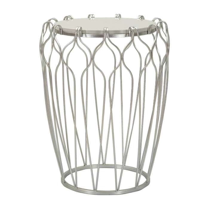 Tavolino da salotto Castelli, Tavolo basso da caffè, Portariviste per divano, Ripiano da soggiorno, 48x48 h62 cm, Argento