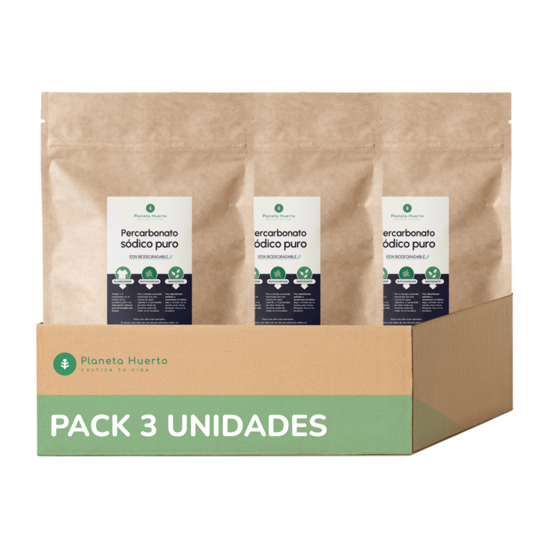 PLANETA HUERTO | Pack 3x Percarbonato Sódico Puro 2.5 kg - Blanqueador Natural para Ropa y Hogar con Ingredientes 100% Ecológicos