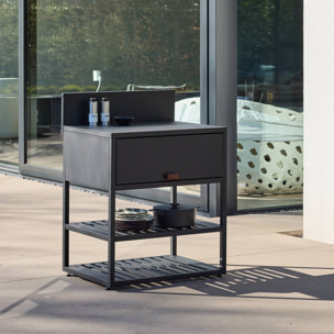 Module de cuisine extérieure acier 1 armoire 2 étagères L80cm THIRA