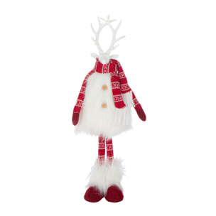 J-Line figurine Cerf Fourrure + Écharpe - polyrésine - blanc/rouge - small