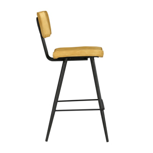 Lot de 2 chaises de bar mi-hauteur 66 cm cuir synthétique jaune - Texas