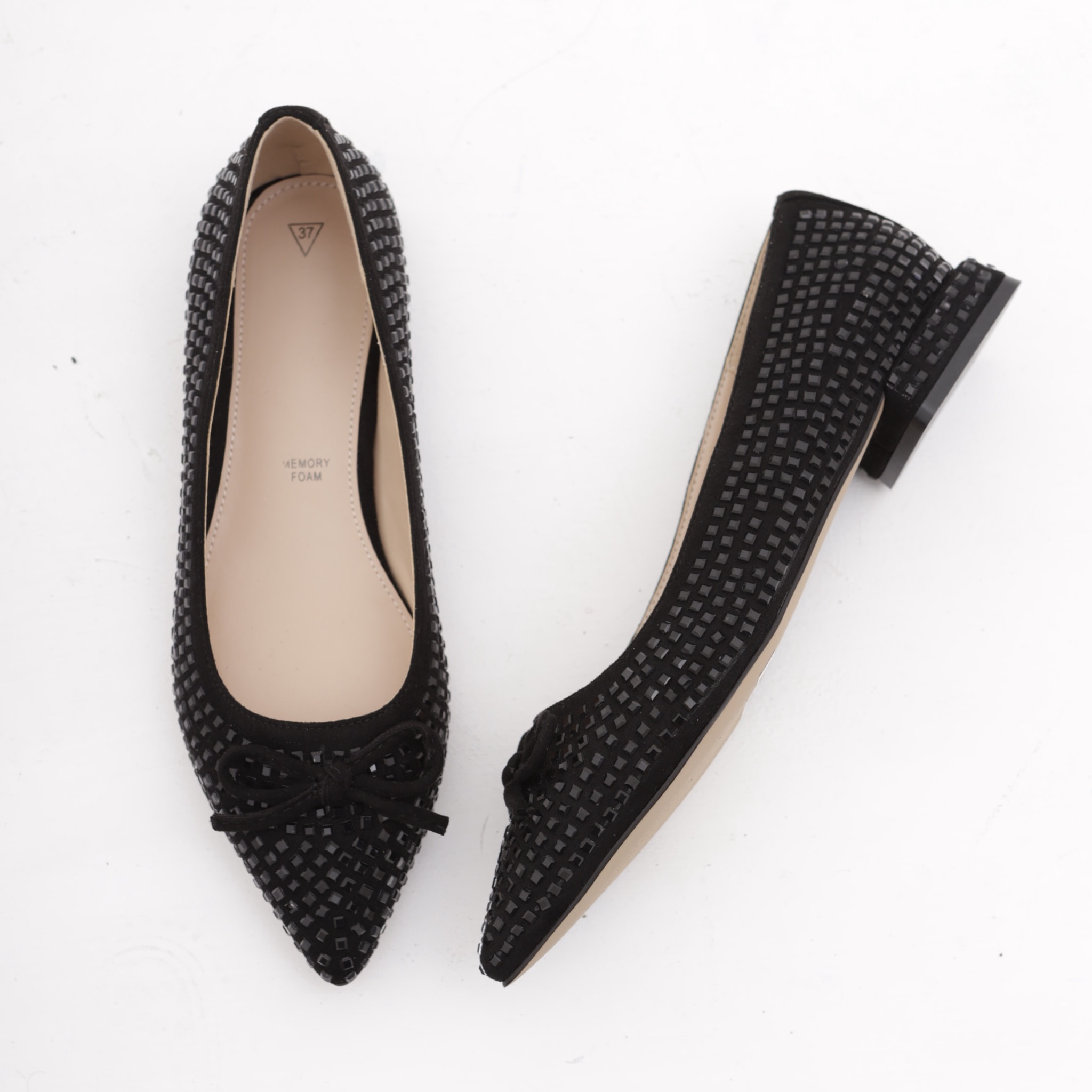 DECOLLETE' FLAT GLITTER CHOCOLA' NERO