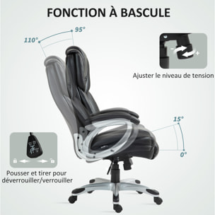 Chaise de bureau direction réglable grand confort - fonction bascule verrouillable - synthétique noir