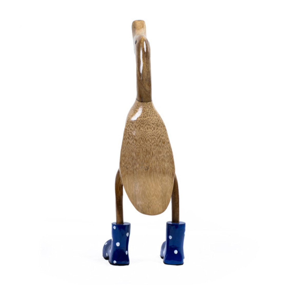 Statue H. 40 cm canard bottes bleues en bois de teck - DUCK