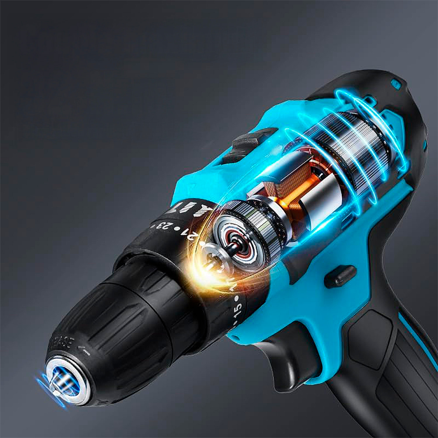 Juego de herramientas con maletín, taladro eléctrico inalámbrico y 28 accesorios.