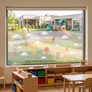 Adhésif Film Fenêtre Anti Regard Occultant - ANIMAUX EN MONTGOLFIÈRES