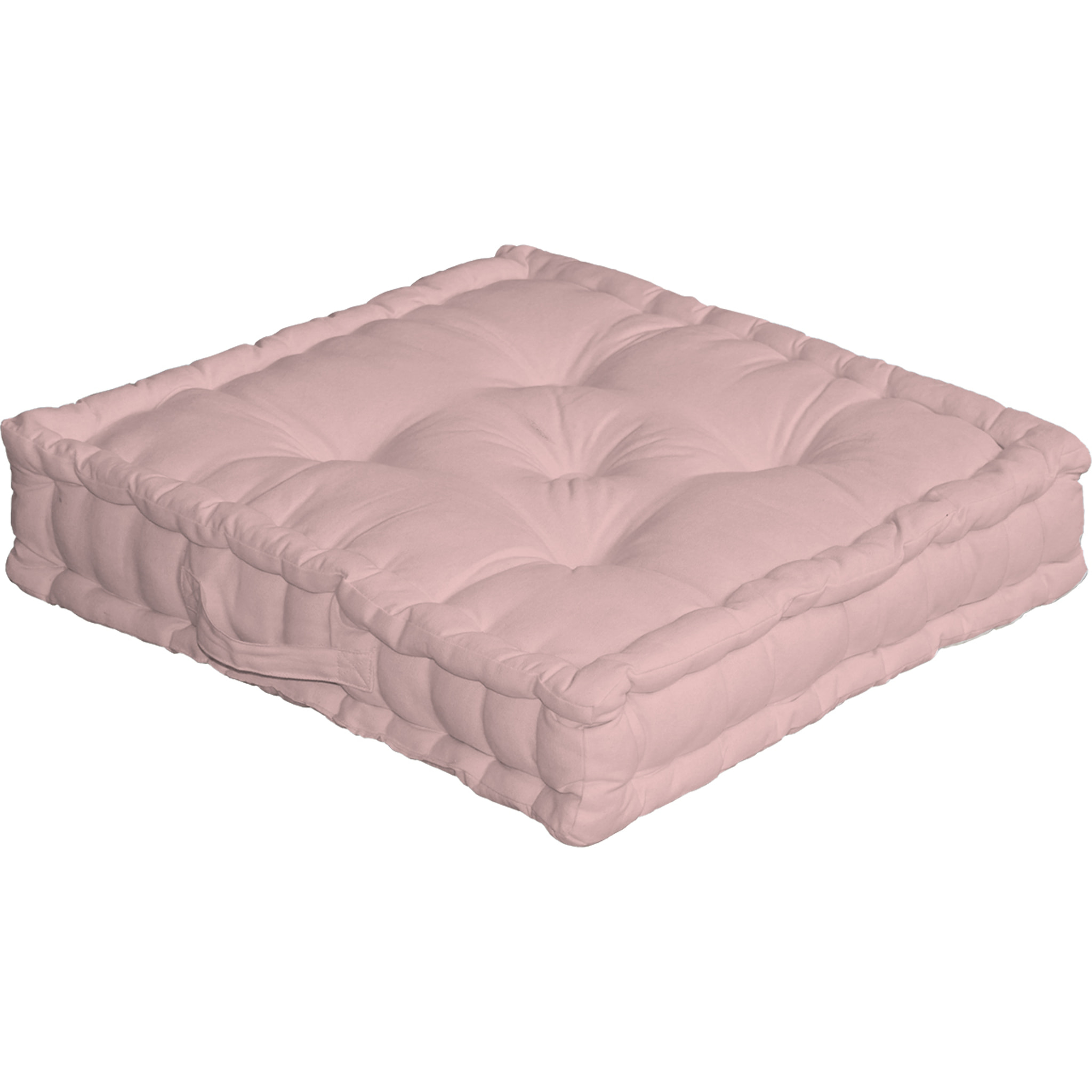 Coussin de sol uni en pur coton - Vieux rose