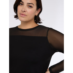 Fiorella Rubino - Camiseta de jersey y tul - Negro