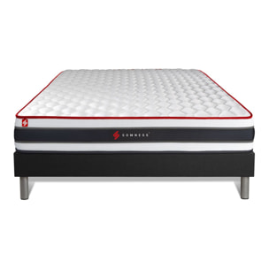 Ensemble Matelas Sommier 140x190 cm - Sommier Noir (déjà monté) - Energy