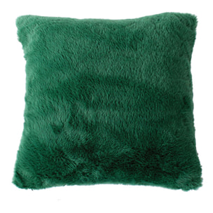 Coussin décoratif imitation fourrure toucher ultra doux - Vert