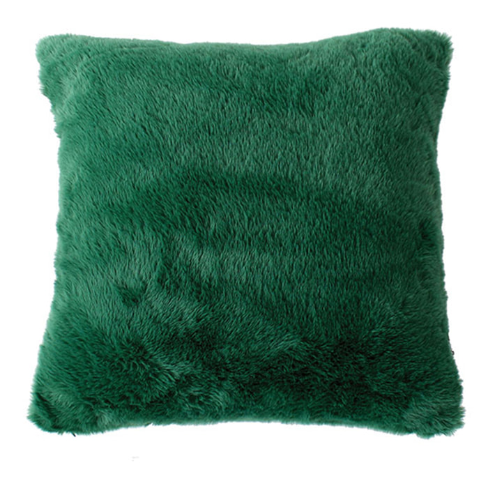 Coussin décoratif imitation fourrure toucher ultra doux - Vert