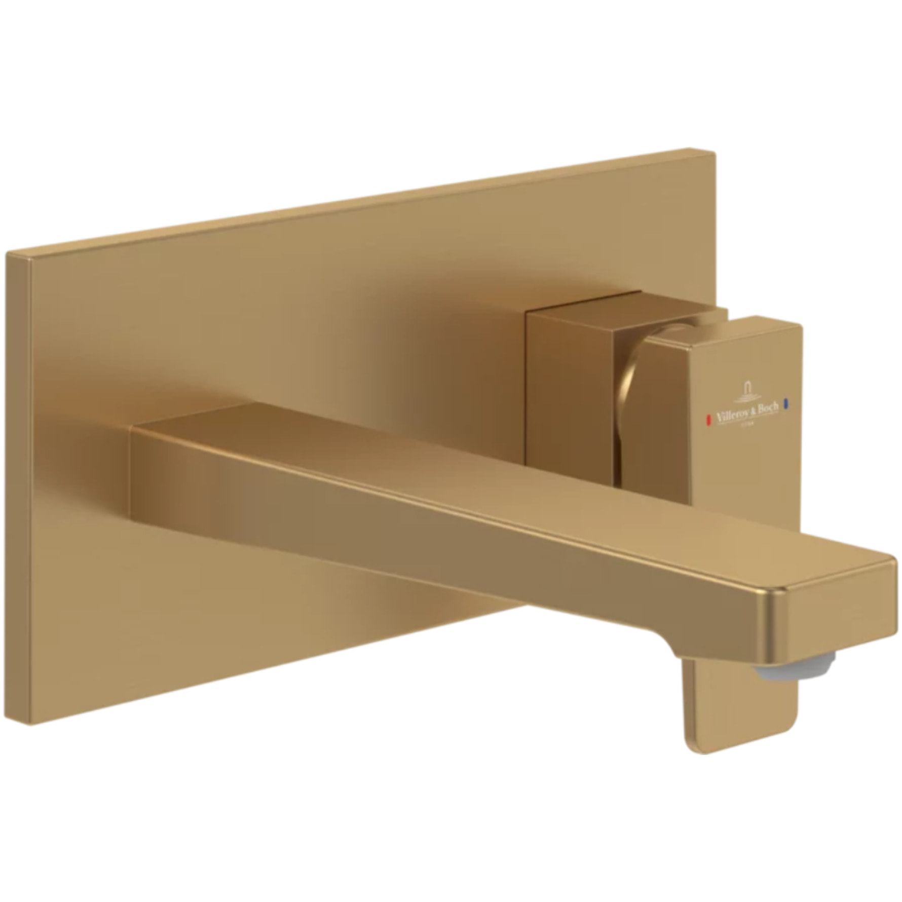 Mitigeur lavabo mural Architectura Square avec vidage Push Open Brushed Gold