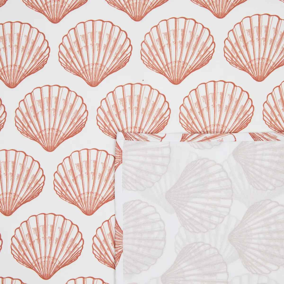 Nappe Oceania 300x150cm terracotta imprimé coquillage