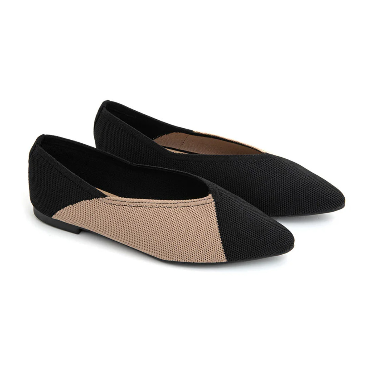 Ballerina micro-intrecciata bicolore - NERO
