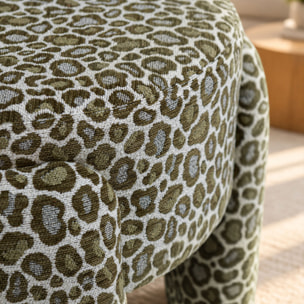 Tabouret en tissu léopard vert  ORION