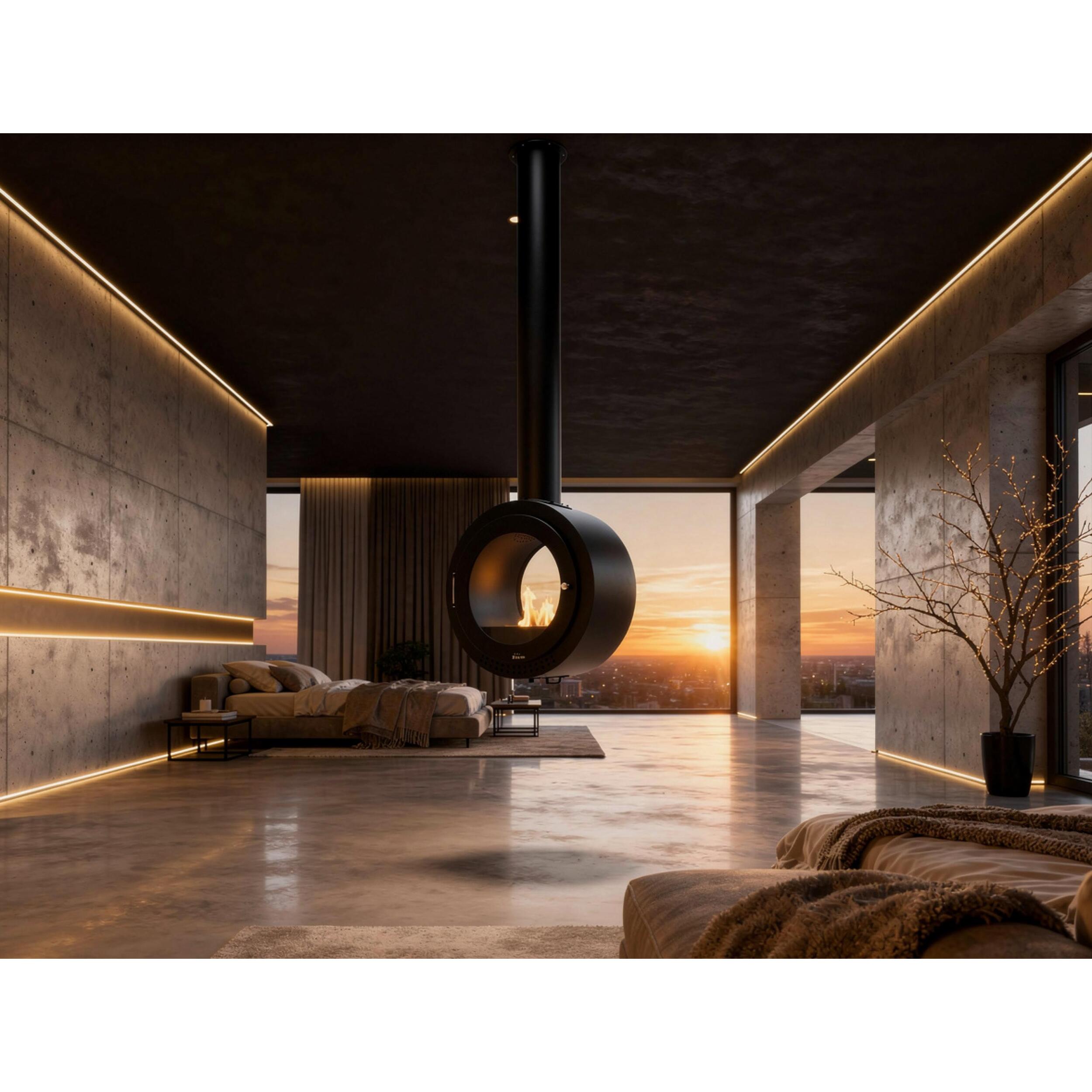 Chimenea de etanol de techo con diseño circular SYKE ROUND PURLINE