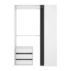 Guardaroba grande Annuck, Struttura per cabina armadio, Mobile appendiabiti aperto, 141x52h205 cm, Bianco e Antracite