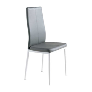 Set de 4 sillas – Polipiel gris y patas blancas