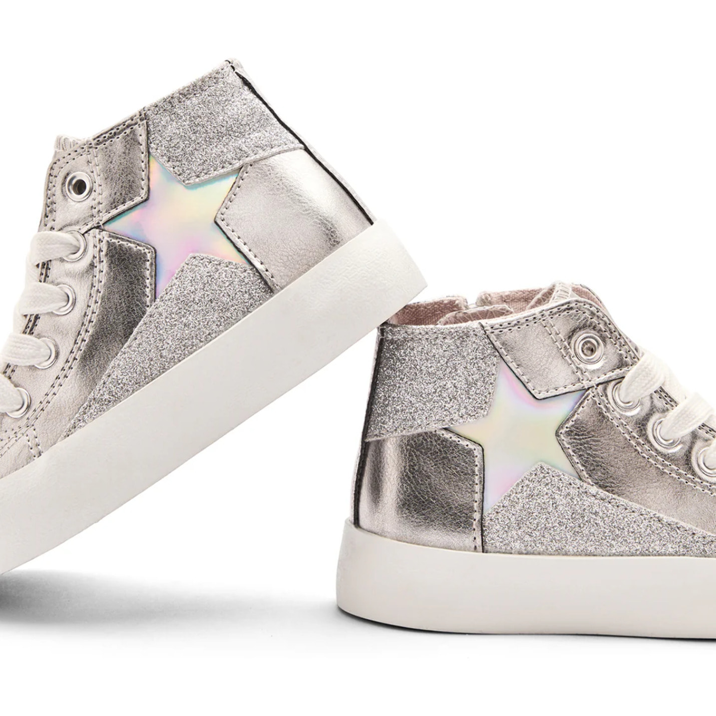 Zapatillas Altas de Niña Estampado Estrella Plata