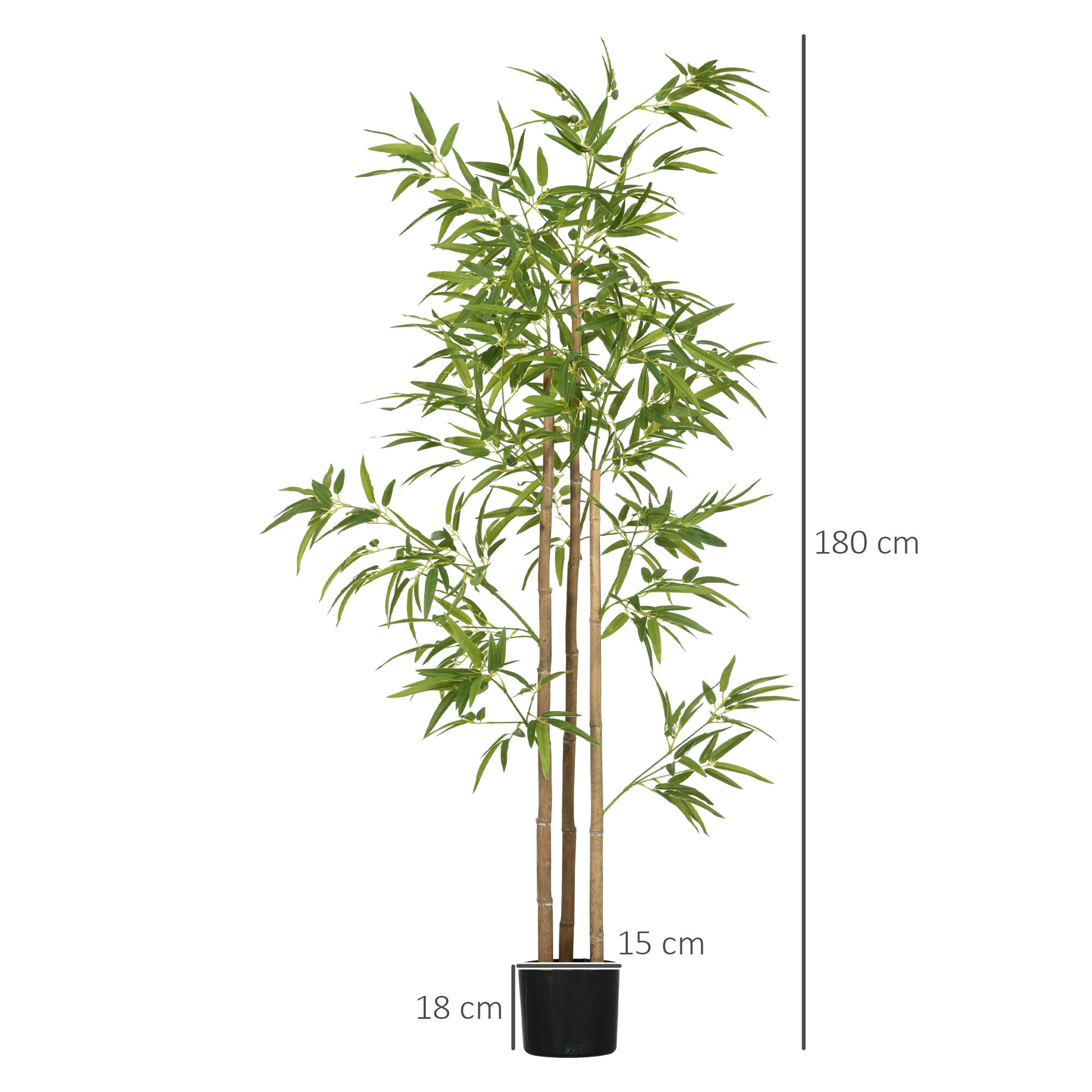 Bambou artificiel 1,80H m - plante artificielle - 830 feuilles réalistes, vrais troncs - pot inclus