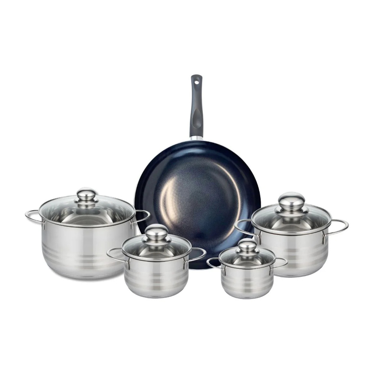 Ensemble de 1 Poêle de cuisson 28 cm et 4 faitouts 12, 14, 16 et 20 cm Elo Prima Brillant