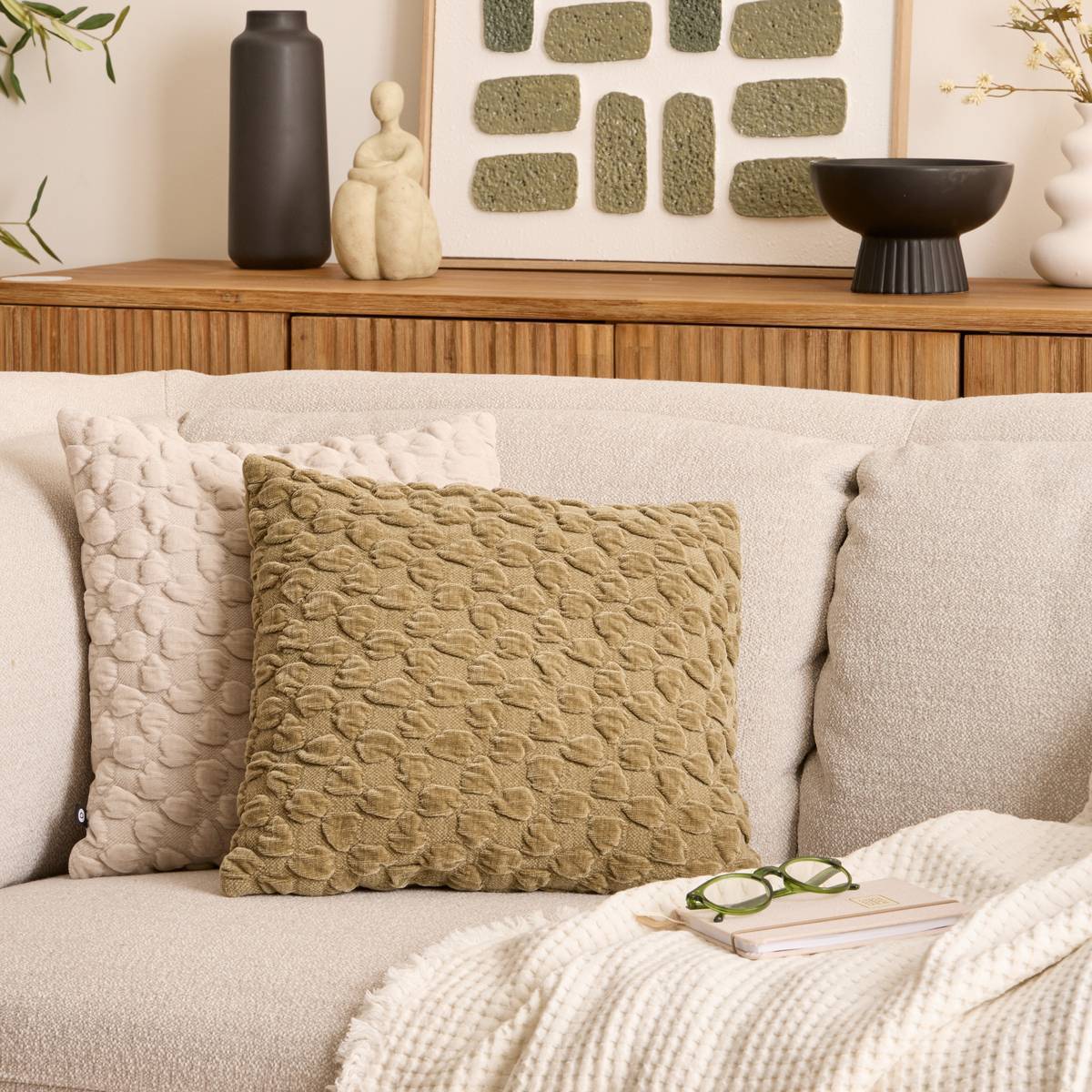 Coussin Nova vert Kaki 40x40cm