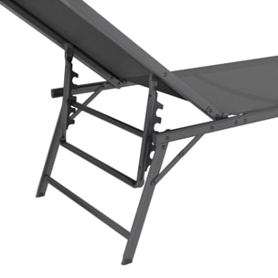 Transats inclinables Malaga 4 positions gris - lot de 2