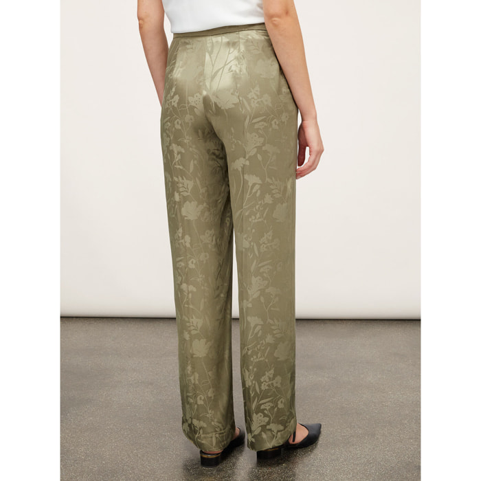 Motivi - Pantalón modelo palazzo de raso jacquard - Verde