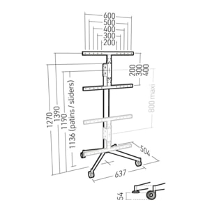 Pied TV ERARD KANA1400XL METAL 40 à 80 pouces