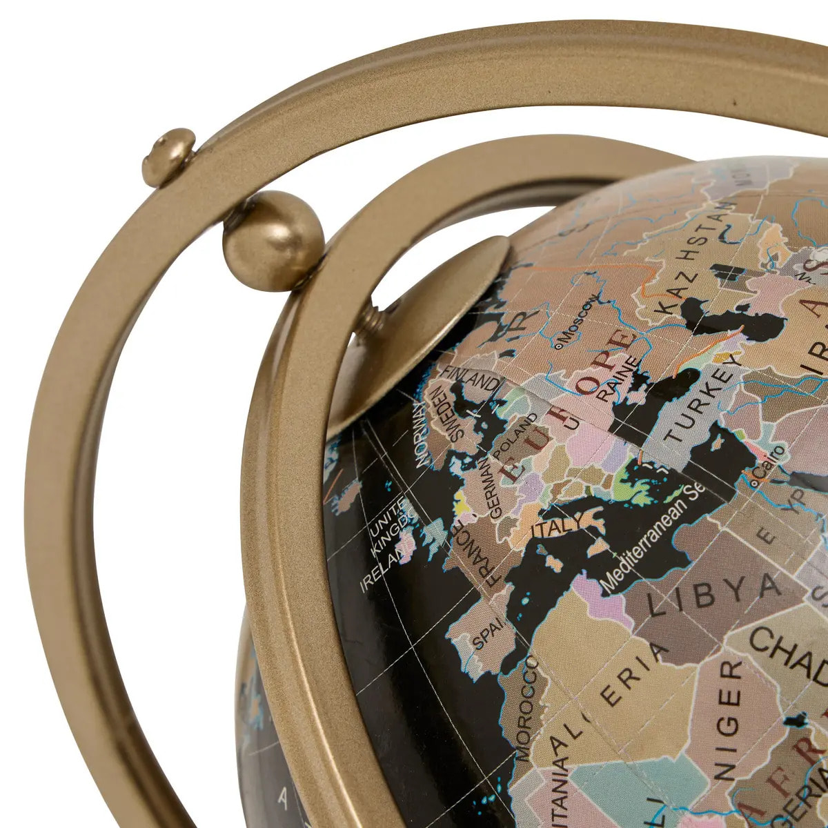 Globe terrestre Bota H.25cm métal mordoré