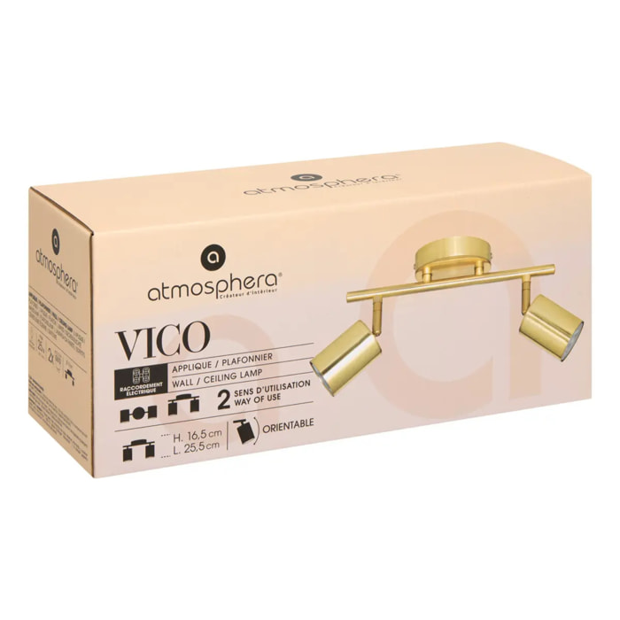 Applique murale/plafonnier Vico doré 25,5x10cm