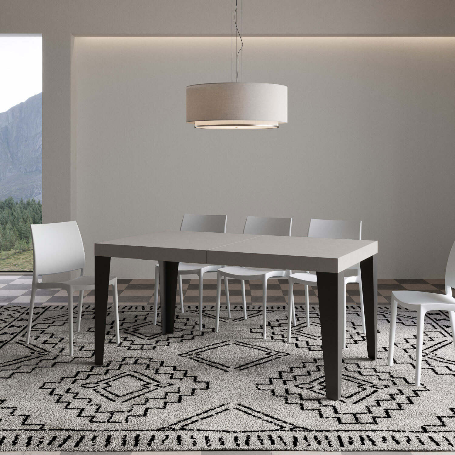 Tavolo allungabile 90x160/420 cm Flame cashmere gambe antracite