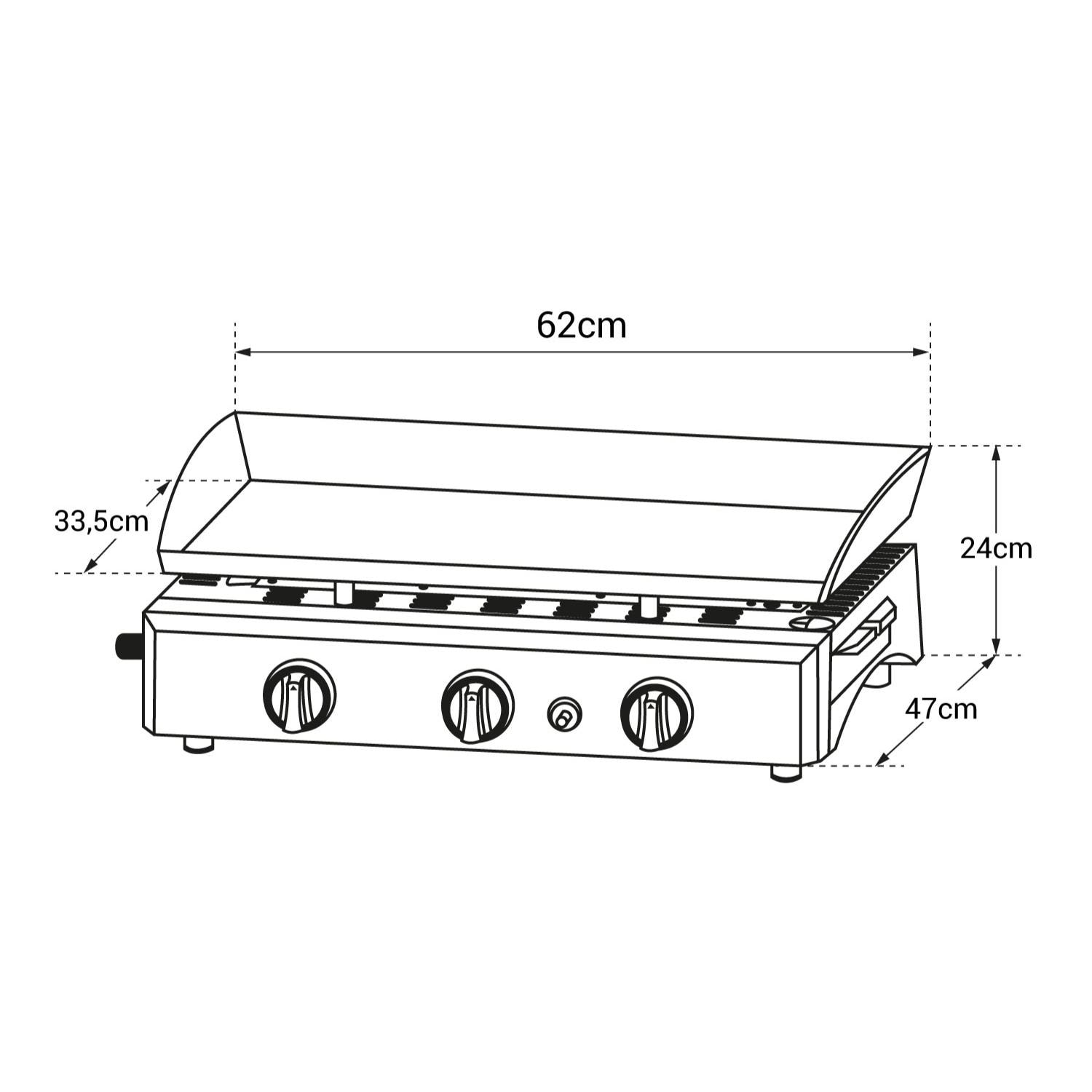 Plancha au gaz SÉVILLE - 3 brûleurs 7,5kW