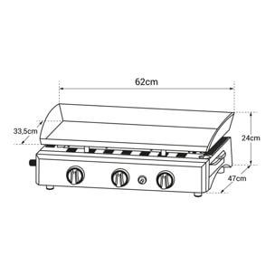 Plancha au gaz SÉVILLE - 3 brûleurs 7,5kW