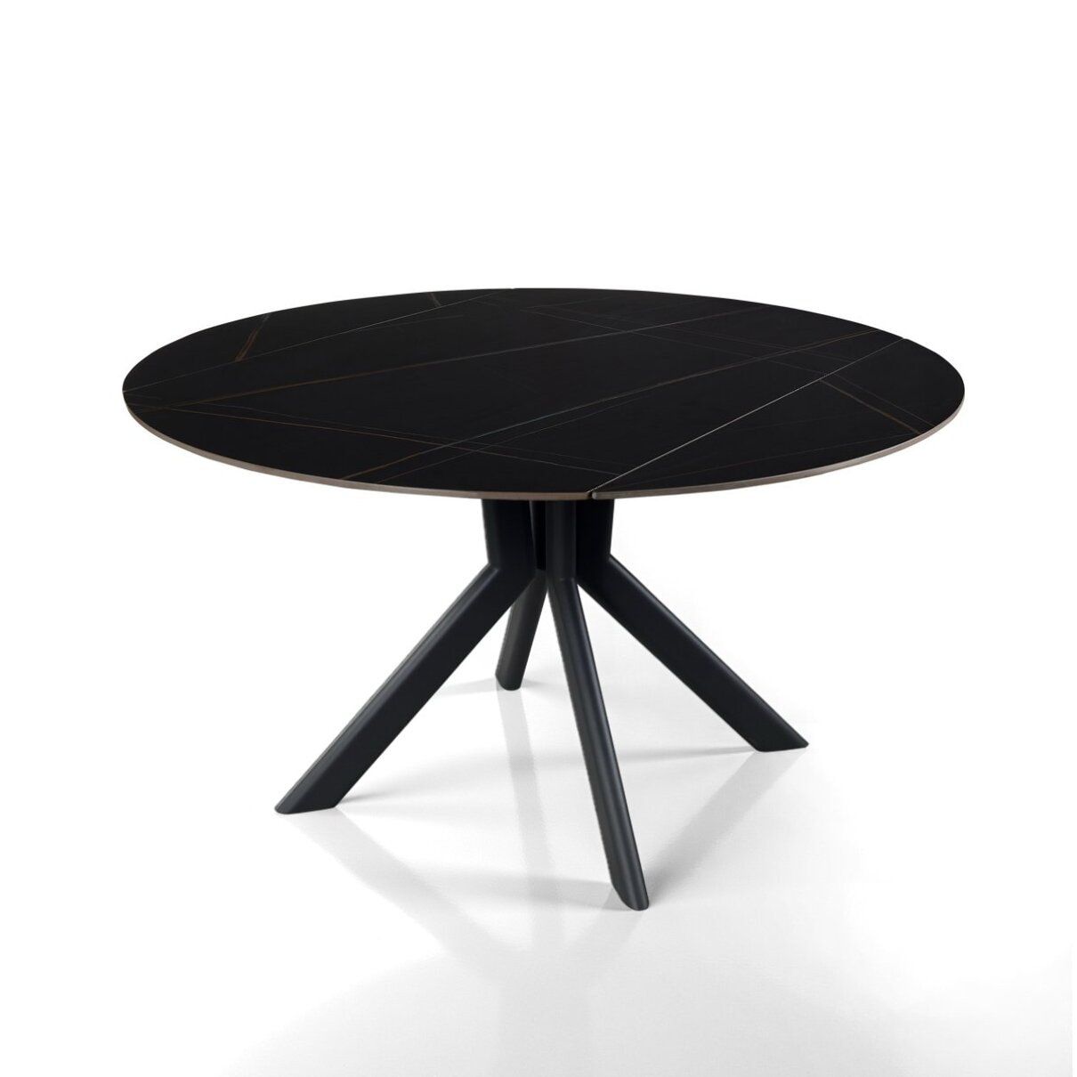 Table à manger extensible Tomasucci TAAK, en céramique, marbre noir, gris H.77 P.85 L.135